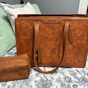 Amazon Tan Floral Tote Bag Set